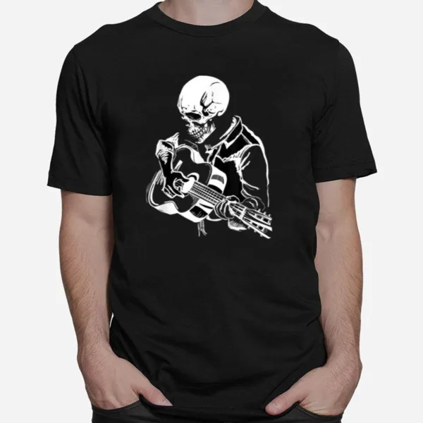 Skeleton Head Playing Acoustic Rock On His Guitar Its Music Unisex T-Shirt