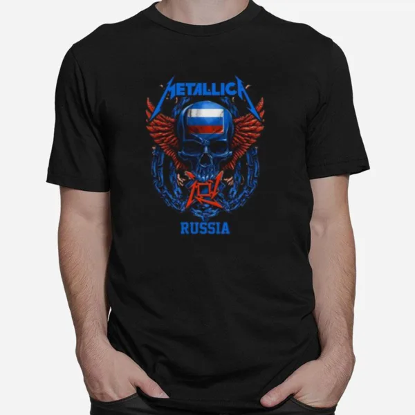 Skull Metallica Russia Flag Unisex T-Shirt