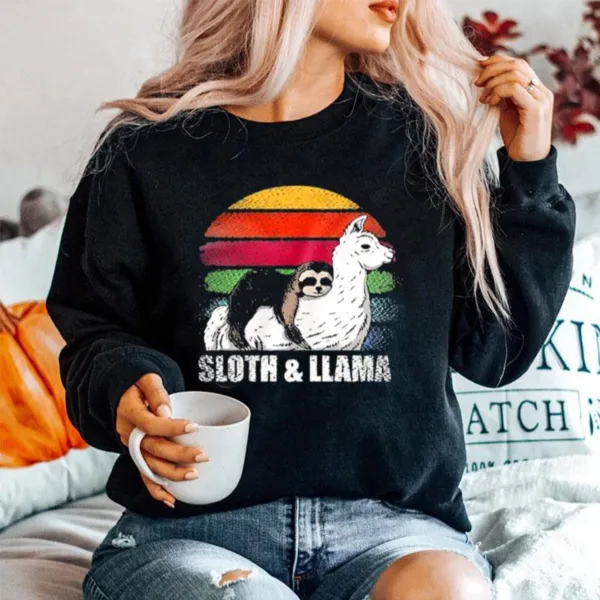 Sloth And Llama Vintage Unisex T-Shirt