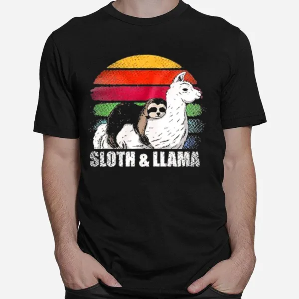 Sloth And Llama Vintage Unisex T-Shirt