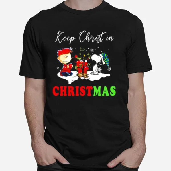 Snoopy And Charibow Keep Christ In Christmas Unisex T-Shirt