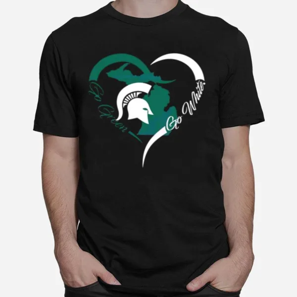 Spartan Strong Go Green Heart Michigan State University Unisex T-Shirt