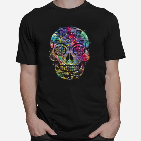 Sugar Skull Watercolor Day Of The Dead Dia De Muertos Unisex T-Shirt