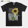 Sunflower American Flag Unisex T-Shirt