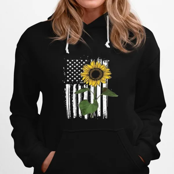 Sunflower American Flag Unisex T-Shirt