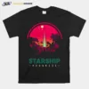 Sunset Art Spacex Starship Retro Unisex T-Shirt