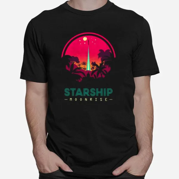 Sunset Art Spacex Starship Retro Unisex T-Shirt