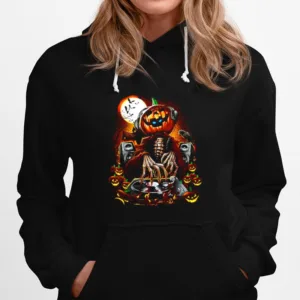 The Dead Dj Funny Halloween Pumpkin Head Unisex T-Shirt