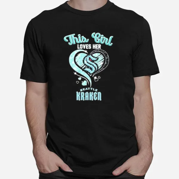 This Girl Loves Her Seattle Kraken Diamond Heart Unisex T-Shirt