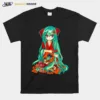 Traditional Japanese Anime Girl Cherry Blossoms Unisex T-Shirt