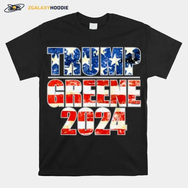 Trump Greene 2024 Gop Maga Republican American Flag Tee Unisex T-Shirt