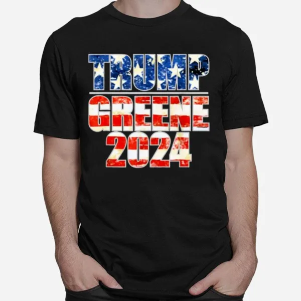 Trump Greene 2024 Gop Maga Republican American Flag Tee Unisex T-Shirt