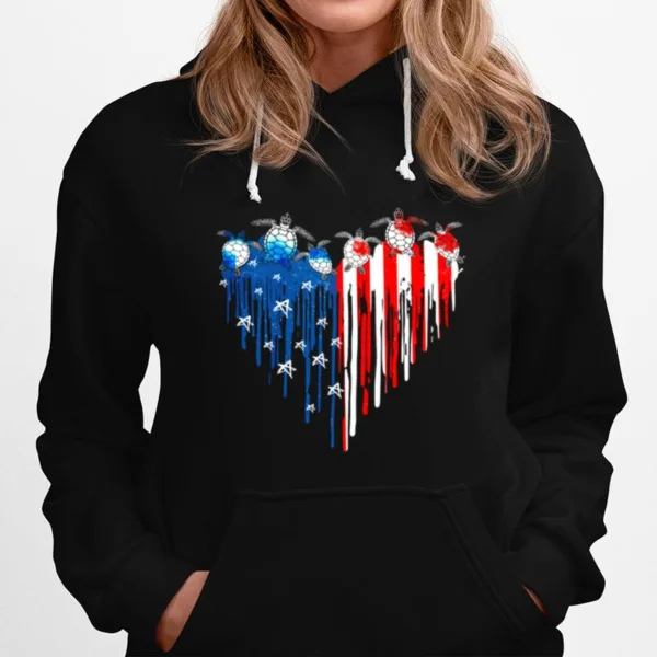 Turtle Heart American Flag 4Th Of July Unisex T-Shirt