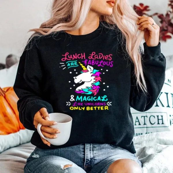 Unicorns Lunch Lady Print I Magical Cafeteria Unisex T-Shirt