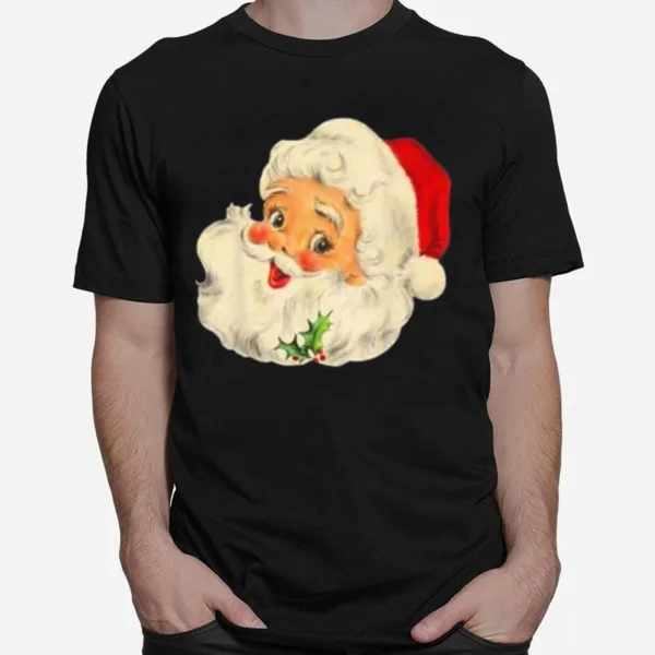 Vintage Christmas Santa Claus Face Funny Old Fashioned Unisex T-Shirt