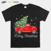 Vintage Red Truck With Merry Christmas Tree Raglan Unisex T-Shirt