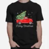 Vintage Red Truck With Merry Christmas Tree Raglan Unisex T-Shirt