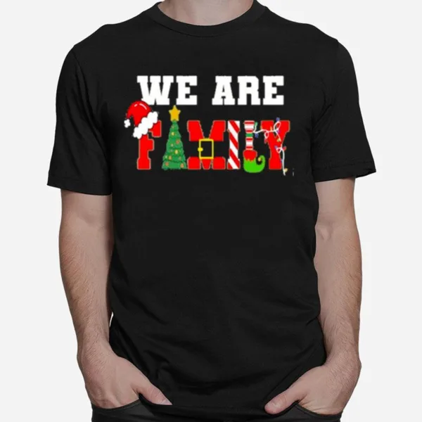 We Are Family Christmas Hat And Tree Unisex T-Shirt