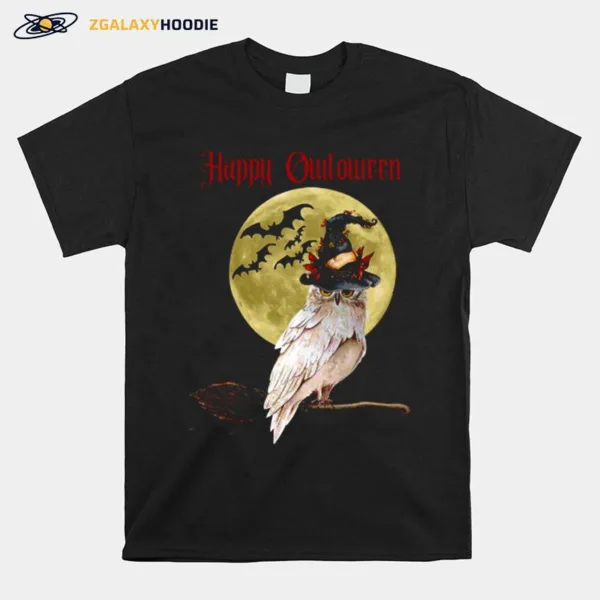 Witch Owl Happy Halloween Retro Spooky Season Unisex T-Shirt