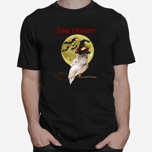 Witch Owl Happy Halloween Retro Spooky Season Unisex T-Shirt