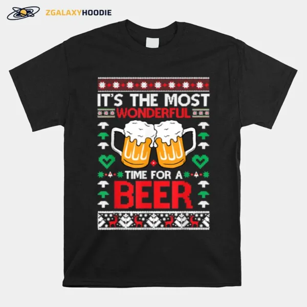 Wonderful Time For A Beer Ugly Christmas Sweaters Unisex T-Shirt