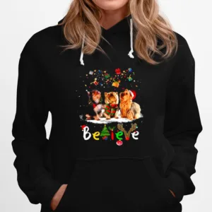 Yorkshire Terrier Dog Santa Claus Hat Believe Gift Christmas Unisex T-Shirt
